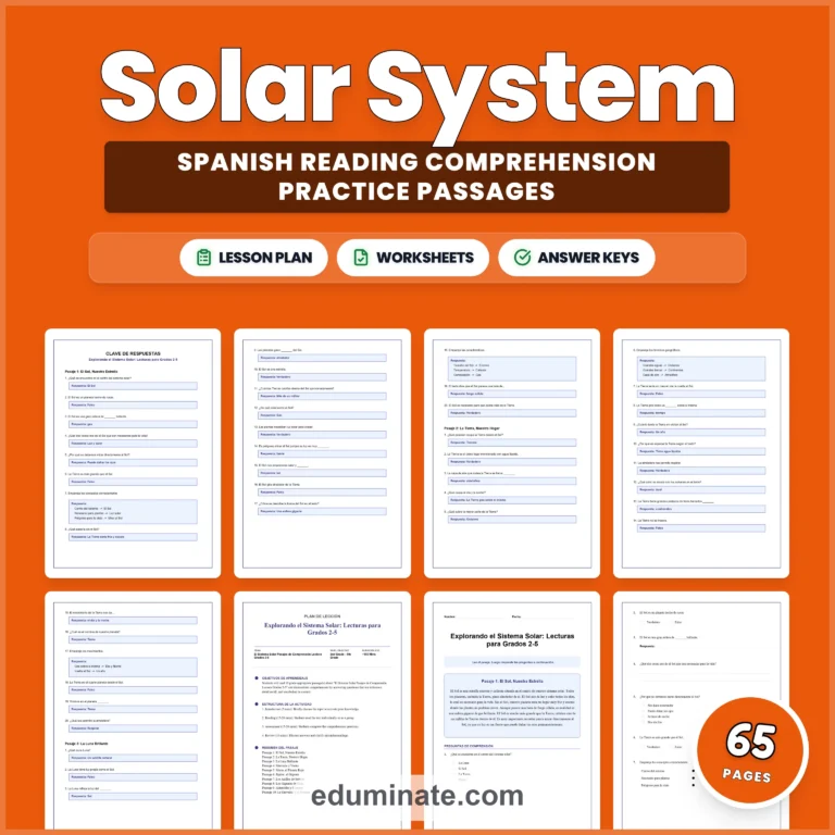 Spanish Worksheets Bundle | Spanish Reading Passages With Questions cover 6
