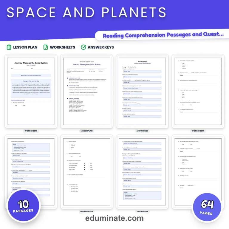 3rd Grade Worksheets Bundle | Reading Passages and Grammar Packs cover 6