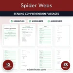Spider Webs Reading Comprehension Passages Science Worksheets 2nd 6th Grade cover