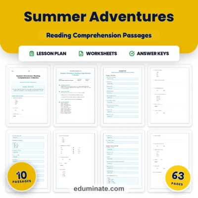 Summer Vacation Reading Comprehension Passages Worksheets 1st to 5th Grade — resource cover