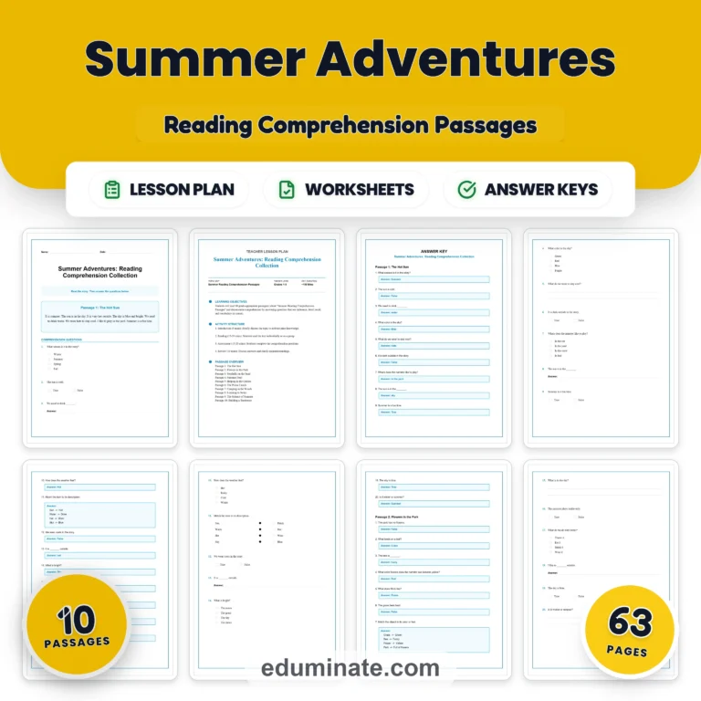 Seasonal Worksheets Bundle | Summer, Fall, Spring and Back to School Passages cover 4