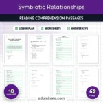 Symbiotic Relationships Reading Comprehension Passages Worksheets Grades 3 to 7 cover