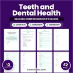 Teeth and Dental Health Reading Comprehension Passages Worksheets 1st-5th Grade cover