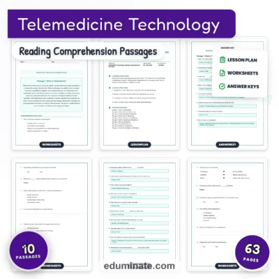 Telemedicine Reading Comprehension Passages and Digital Healthcare Worksheets — resource cover