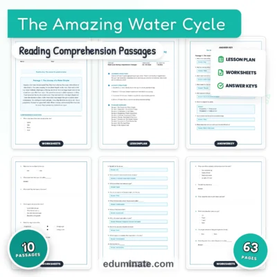 Water Cycle Reading Comprehension Passages and Worksheets for Classroom Study — resource cover