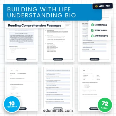 Bio Concrete Reading Comprehension Passages And Questions Worksheets Packet — resource cover