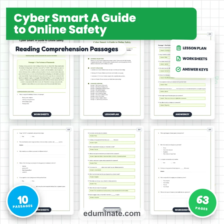 Internet Safety Reading Comprehension Bundle | Digital Citizenship and Cyber Safety Passages cover 1