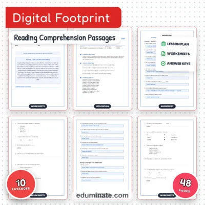 Digital Footprint Reading Comprehension Passages And Questions Worksheets Set — resource cover