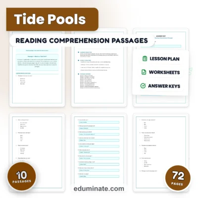 Tide Pools Reading Comprehension Passages Worksheets Science 2nd-8th Grade — resource cover