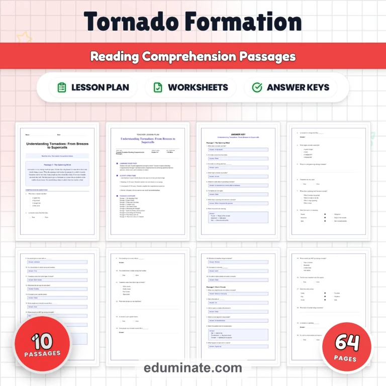 Weather Reading Comprehension Bundle | Rain, Tornadoes, Snow and the Water Cycle cover 5