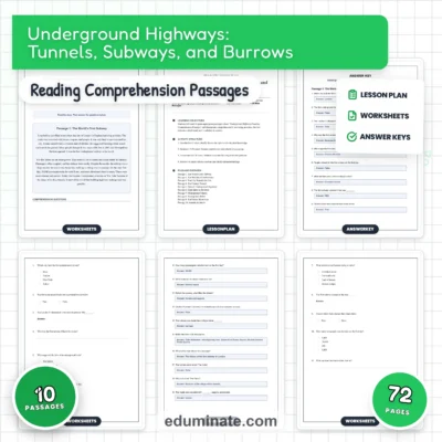 Underground Highways Reading Comprehension Subways and Tunnels Passages Packet — resource cover
