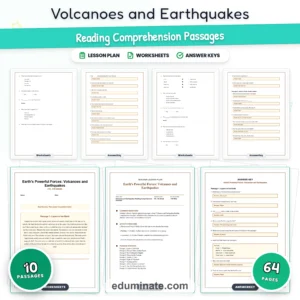 Earth Science Worksheets Bundle | Volcanoes, Earthquakes, Rivers and Rocks page 1