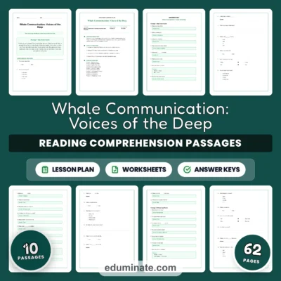 Whale Reading Comprehension Passages and Worksheets with Answer Keys, Grades 2-6 — resource cover