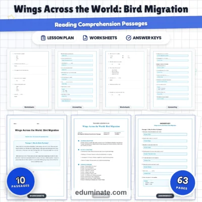 Bird Migration Reading Comprehension Passages Worksheets Grades 2-11 Pages — resource cover