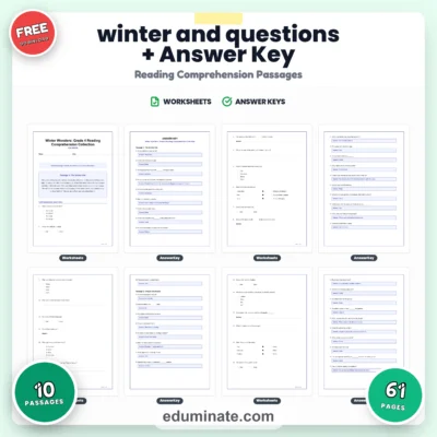 Free Winter Reading Comprehension Passages and Seasonal Literacy Worksheets — resource cover