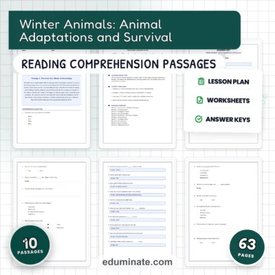 Winter Comprehension Worksheets: Reading Passages with Answer Keys, Grades 3-5 — resource cover