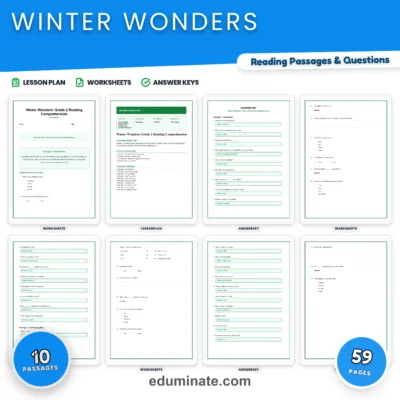 Second Grade Winter Reading Comprehension Passages Elementary Literacy Pack — resource cover