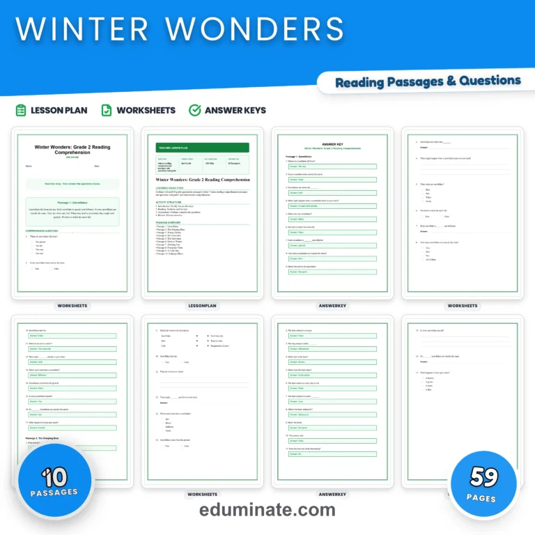 Winter Reading Comprehension Bundle | Winter Passages for Grades 1 to 5 cover 2