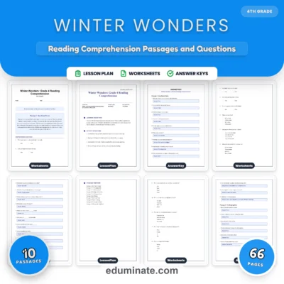 Fourth Grade Winter Reading Comprehension Activities Seasonal Literacy Unit — resource cover