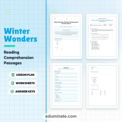 Snow Worksheets: Reading Comprehension Passages with Answer Keys, Grades 1-5 — resource cover