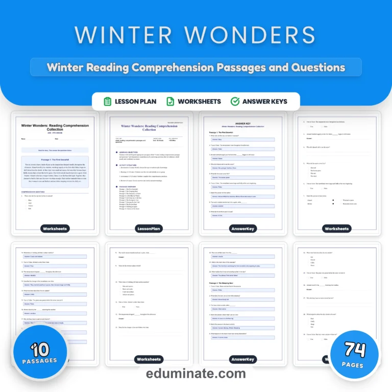 Winter Reading Comprehension Bundle | Winter Passages for Grades 1 to 5 cover 1