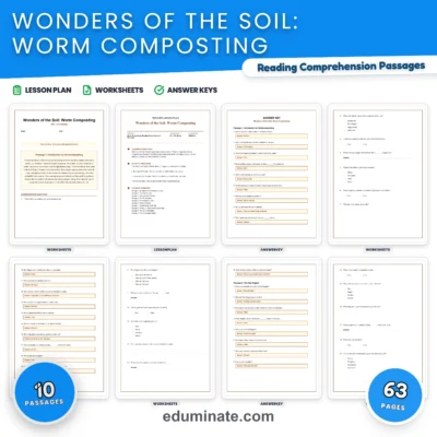 Worm Composting Reading Comprehension Passages and Soil Science Worksheets — resource cover