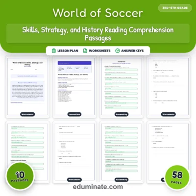 World of Soccer Reading Comprehension Passages and Sports Activities Pack — resource cover