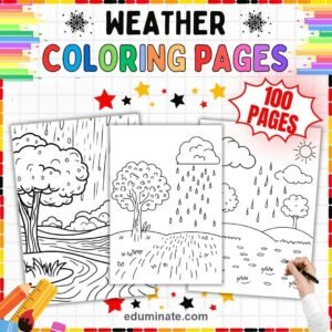 Weather Coloring Pages Bundle | Rain, Storms, Clouds and Four Seasons page 1