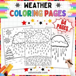 Weather Coloring Pages Bundle | Rain, Storms, Clouds and Four Seasons page 4