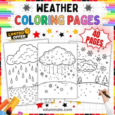 Printable Weather Coloring Pages Daily Forecast Activity Pack for Kids Fun — resource cover